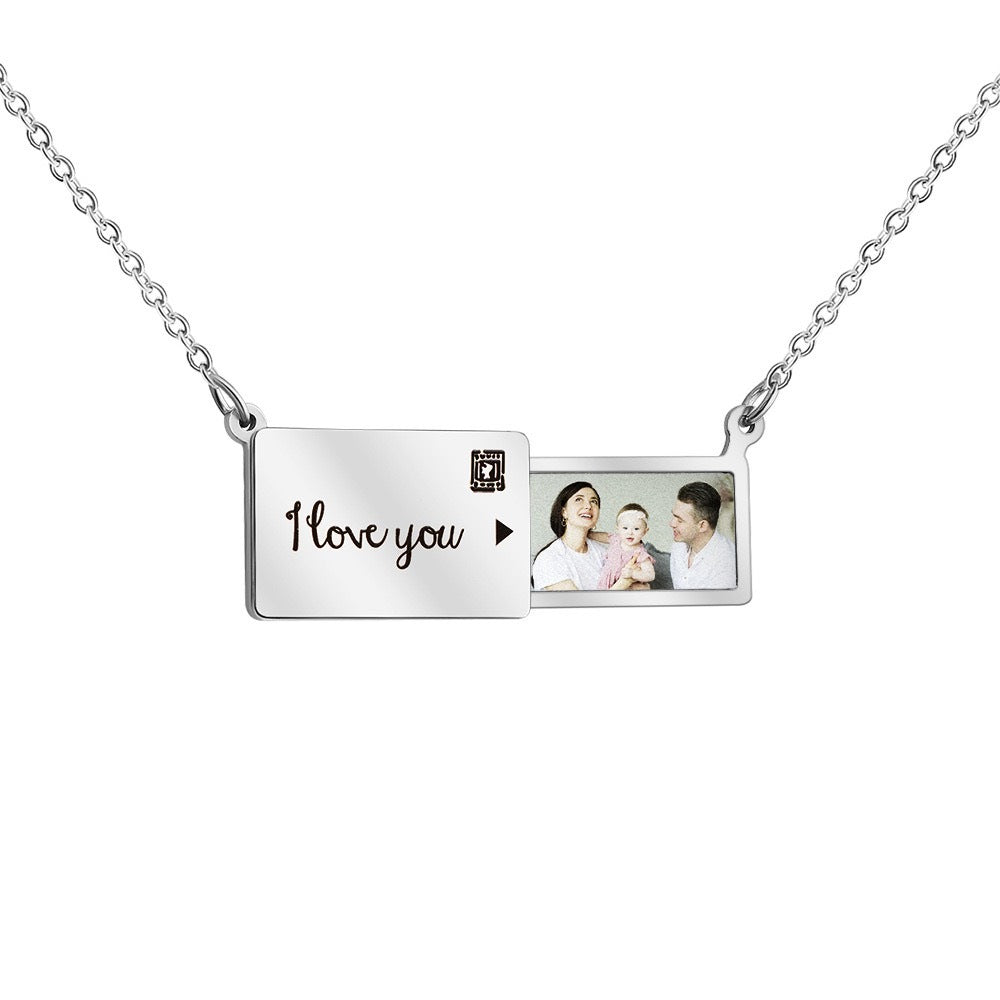 Custom UV Printed Stainless Steel Envelope Necklace