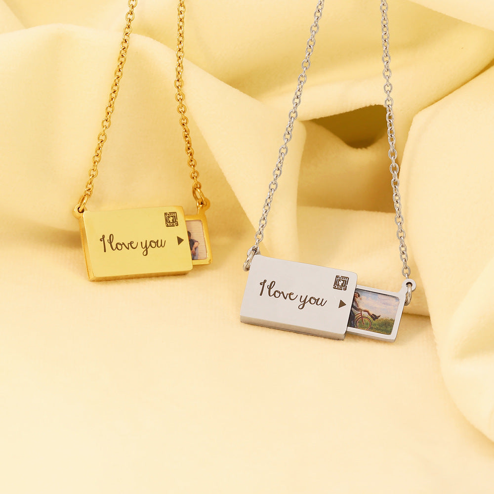 Custom UV Printed Stainless Steel Envelope Necklace