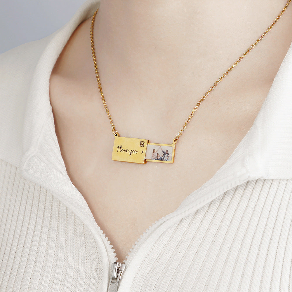 Custom UV Printed Stainless Steel Envelope Necklace