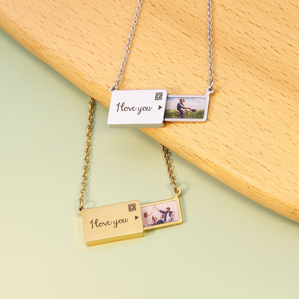 Custom UV Printed Stainless Steel Envelope Necklace