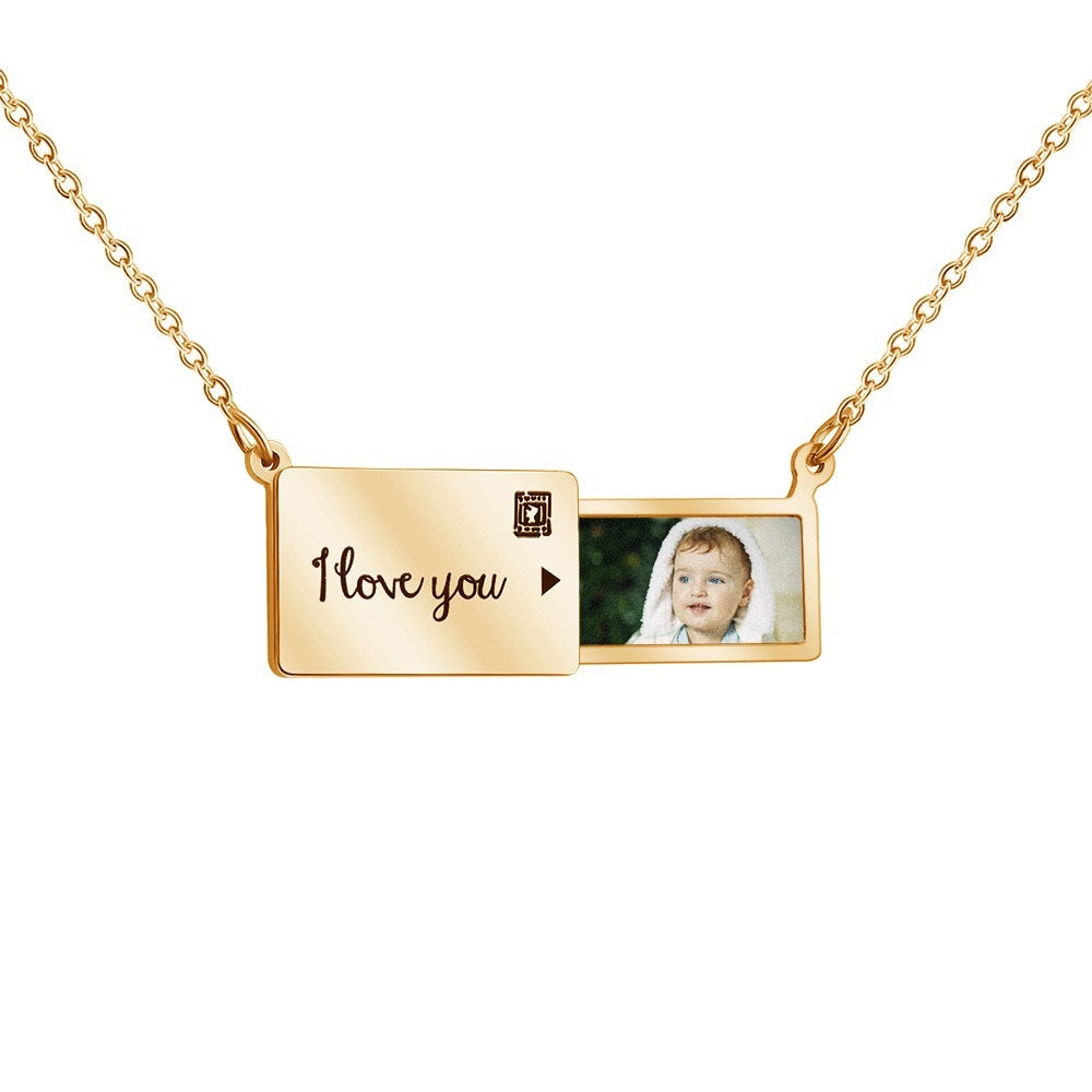 Custom UV Printed Stainless Steel Envelope Necklace